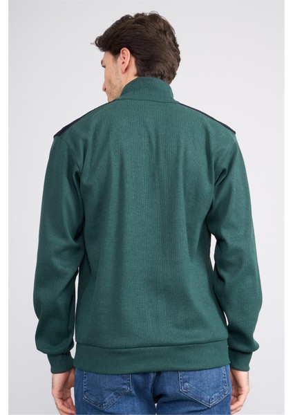 Çetinkaya Chester Polo 5281 Dik Yaka Selanik Sweatshirt Zümrüt