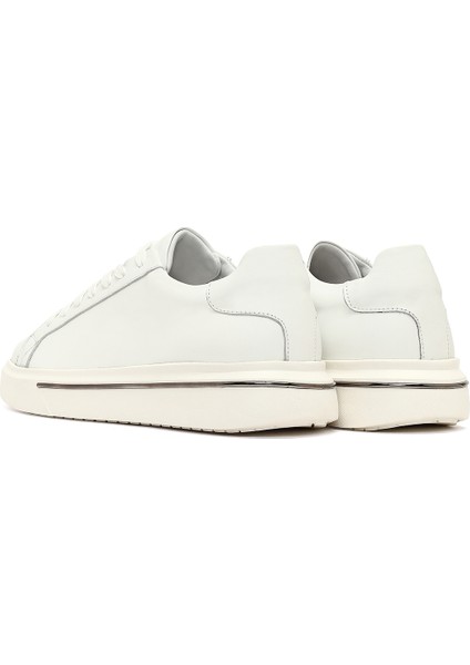 Erkek Beyaz Bağcıklı Kalın Tabanlı Deri Sneaker 25WFD612518 indirimleri
