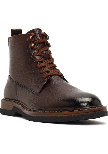Erkek Kahverengi Bağcıklı Fermuarlı Deri Casual Bot 25WFD6060FT