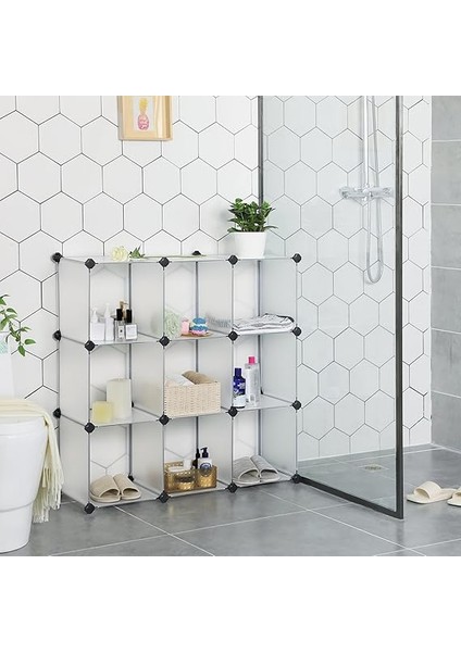 9 Bölmeli Raf Sistemi, Ayakkabı Rafı, Banyo Rafı, Giysi Dolabı, Oyuncak Dolabı, 93 x 31 x 123 Cm, Beyaz LPC115S indirimleri