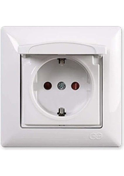 Visage Beyaz Kapaklı Topraklı Priz (Çerçeve Dahil)