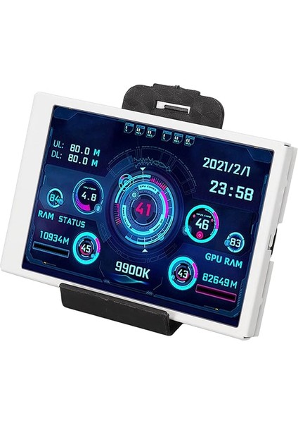 Inç I P S USB Mini Ekran, AIDA64 Pc Cpu Ram HDD Veri Monitörü Bilgisayar Sıcaklık Ekranı, Tam Görüntü Ekran AIDA64 Pc Cpu Ram Sabit Disk Veri Monitörü (Whıte)