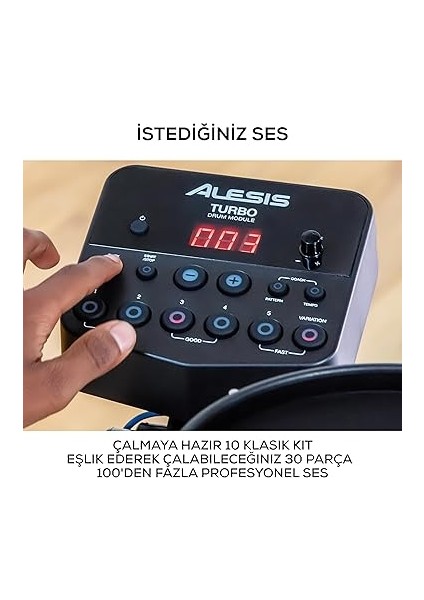 Turbo Mesh Kit - Elektronik Davul Seti, Dijital Bateri, Yeni Başlayanlar Için Sessiz 8 Inç Izgara Pedler, Dersler, 100+ Ses, Bateri Bagetleri ve Bağlantı Kabloları ile fırsatları
