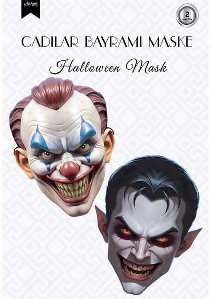 Halloween Maske Seti 2'li - No:2 20 x 28 cm ve 20 x 26 cm
