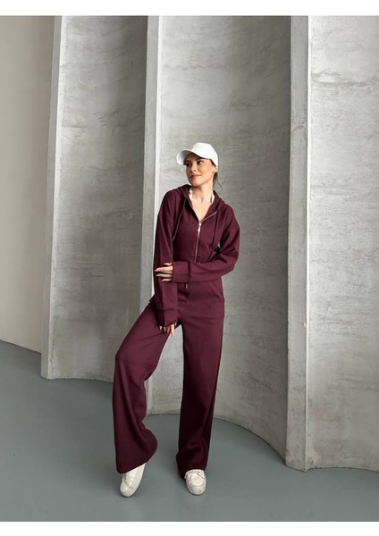 Kadın Kapüşonlu Fermuarlı Rahat Fit Günlük ve Şık Tarz Eşofman Takımı fırsatları