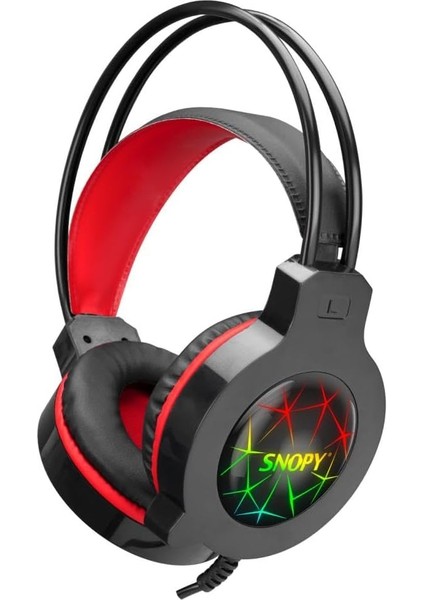 Snopy Sn-Gx7 Crazy USB Led'li Mikrofonlu Oyuncu Kulaklığı, Siyah