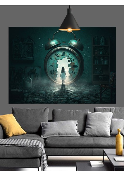 Büyük Baba Saati Detayı Dekoratif Kanvas - Mdf Ahşap Tablo fiyatları