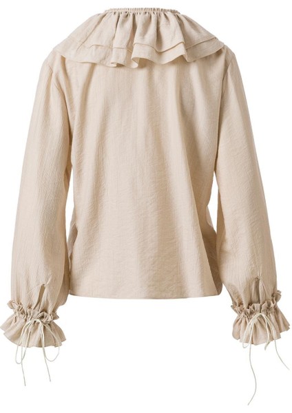 Önden Bağlamalı Fırfırlı Bluz Ekru indirimleri
