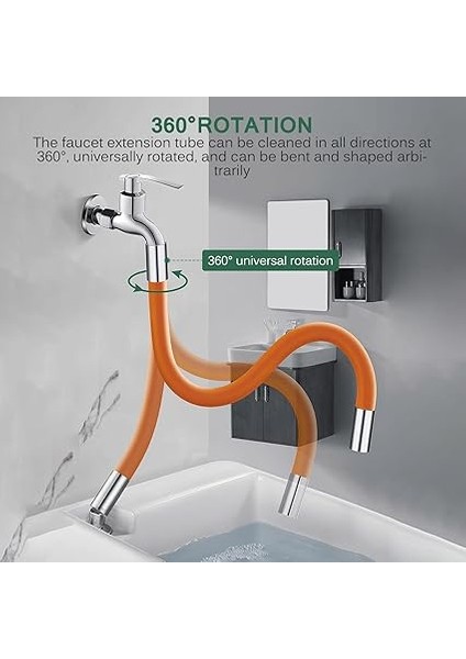 Esnek Musluk Uzatma Borusu – 30 cm | 360° Döner Başlıklı, Köpük Filtresi, Su Sıçratmaz | Kolay Kurulum | Mutfak, Banyo ve Duvar Muslukları Için Uyumlu | Yumuşak ve Dayanıklı Plastik indirimleri