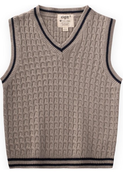 Saş Örgü Triko Süeter 3-9 Yaş Bej fırsatları