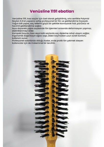 Venüsline Professional 1191 – Kısa Saçlar Orta Sert Kıllı - Fön ve Şekil Verme Fırçası fırsatları