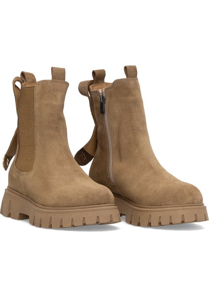 Elit Thalvora Kadın Hakiki Süet Deri Chelsea Bot Camel fırsatları
