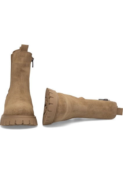 Elit Thalvora Kadın Hakiki Süet Deri Chelsea Bot Camel indirimleri
