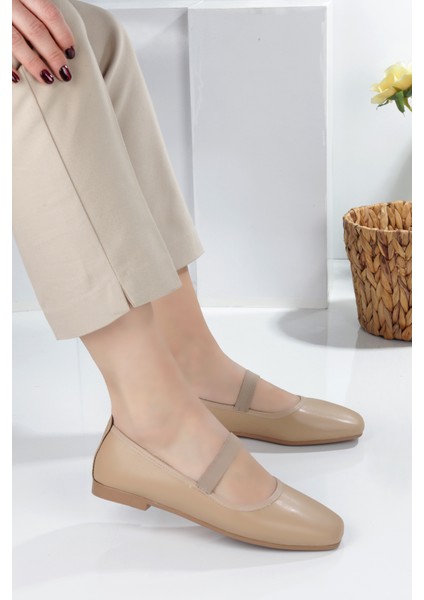 Beyaz Kare Burunlu Balerin Kadın Babet fiyatları