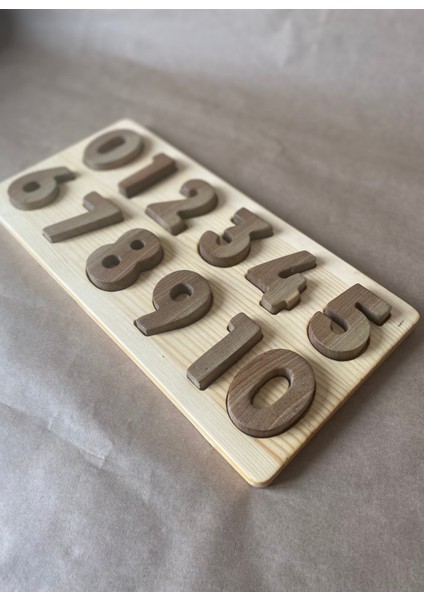 Doğal Ahşap Eğitici Sayılar Seti | Montessori Matematik Oyuncak 0-9 | El Yapımı Puzzle fiyatları