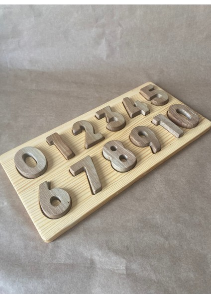 Doğal Ahşap Eğitici Sayılar Seti | Montessori Matematik Oyuncak 0-9 | El Yapımı Puzzle modelleri