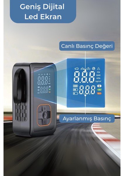 4000 Mah Şarjlı Taşınabilir Araba Lastik Hava Top Şişirme Pompası LED Işıklı Dijital Hava Kompresörü fırsatları