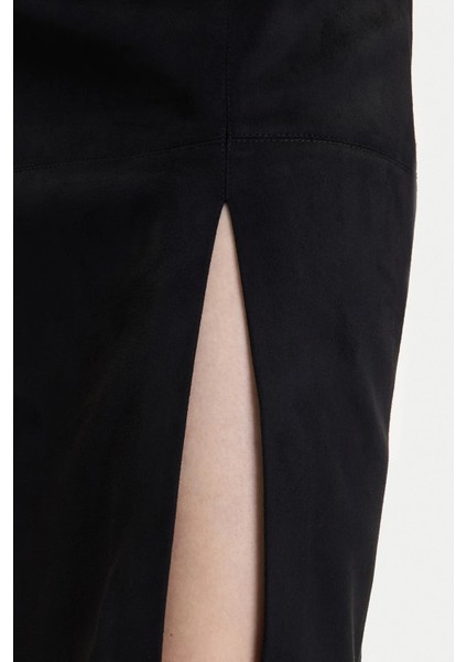 Onloline Regular Fit Suni Deri Yırtmaçlı Etek Bayan Etek 15357433 modelleri