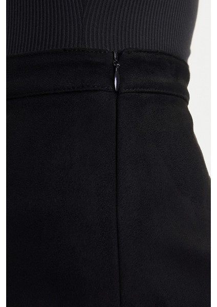 Onloline Regular Fit Suni Deri Yırtmaçlı Etek Bayan Etek 15357433 fırsatları