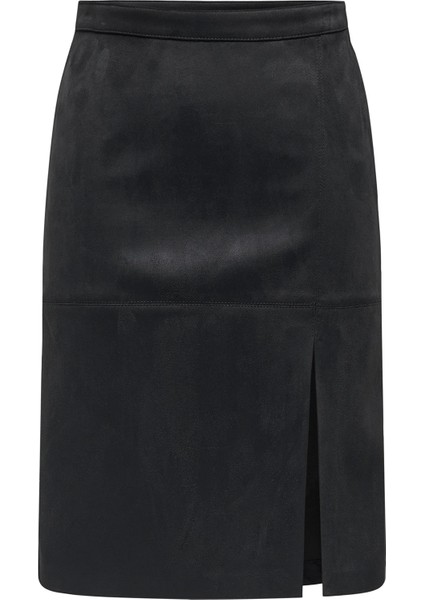 Onloline Regular Fit Suni Deri Yırtmaçlı Etek Bayan Etek 15357433 indirimleri