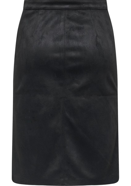 Onloline Regular Fit Suni Deri Yırtmaçlı Etek Bayan Etek 15357433