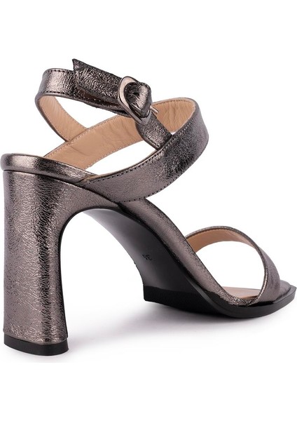 Hakiki Deri Ince Bantlı Modern Abiye Sandalet Bronz Saten 56902 modelleri