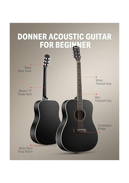 Dag-1cb Dreadnought Akustik Gitar Seti (Siyah) modelleri