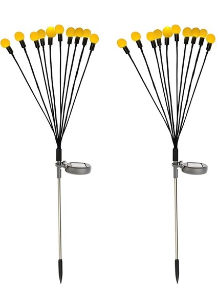 2 Paket 10 Kafalı Güneş Sallanan Ateş Böceği Lambaları Akıllı Işık Kontrolü Dış Mekan Su Geçirmez Toprak Fişi Bahçe Atmosferi Dekorasyonu