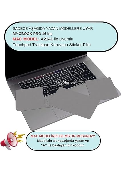 Macbook Pro 16 Inç Kılıf Touchpad Sticker Film Koruyucu (2019 Yılı Cihazı) A2141 ile Uyumlu Gri fiyatları