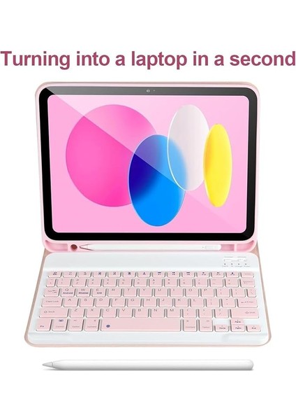 Moveteck Ipad Air 11 Inç 2024 6.nesil Uyumlu Klavyeli Tablet Kılıf Bluetooth Kalem Bölmeli Standlı, Pembe, Tek Ebat, Keyboard-Air6-Pembe fiyatları
