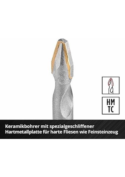 Einhell S-Case 10-Parça Seramik Matkap Ucu Seti (Özel Taşlanmış Karbür Plaka, Merkez Nokta, Çift Helezon, E 6.3 Şaft, Saklama Kutusu Dahil) - 49051410 indirimleri