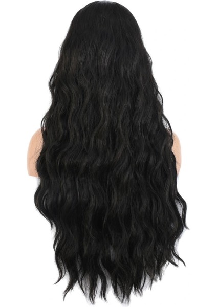 Uzun Su Dalgası Fiber Sentetik Peruk - Koyu Kahve indirimleri