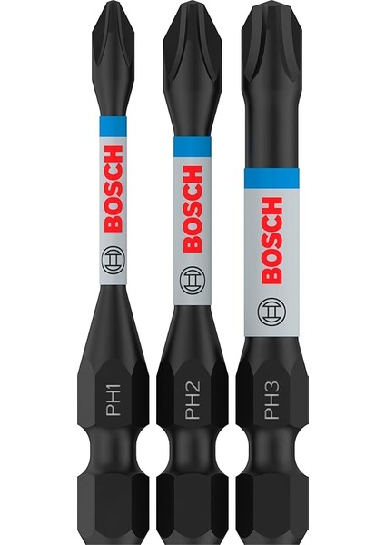 Professional 3 Adet. Impact Control Tornavida Ucu Ph Seti (50 Mm, Altıgen Şaft, Maymuncuk ve Tıklama, Darbe Sürücüleri Için Aksesuarlar)