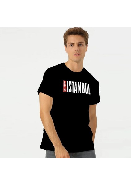 Erkek Siyah Istanbul Cıty T-Shirt A7747-0001