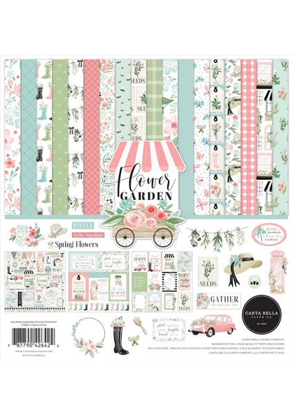 Çiçek Bahçesi Seti Kağıt, Yeşil, Mavi, Pembe, 30,5 x 30,5 cm