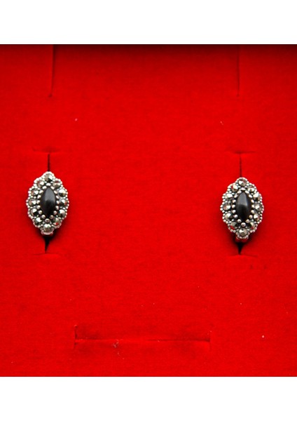 925 Ayar Gümüş Oltu Taşı Kadın Küpe SKÜ00036 fiyatları