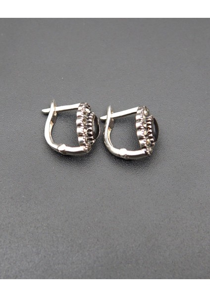 925 Ayar Gümüş Oltu Taşı Kadın Küpe SKÜ00036 fırsatları