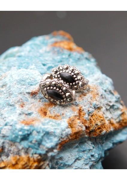 925 Ayar Gümüş Oltu Taşı Kadın Küpe SKÜ00036 indirimleri