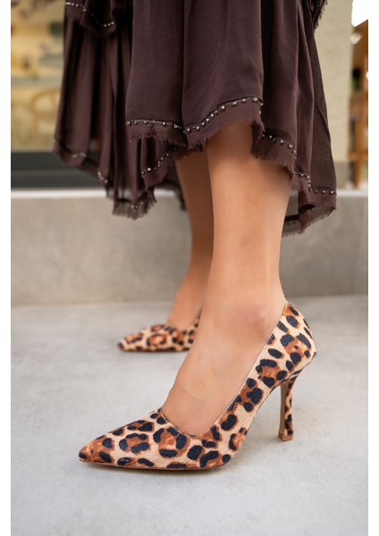 Relly Leopar Süet Topuklu Ayakkabı modelleri