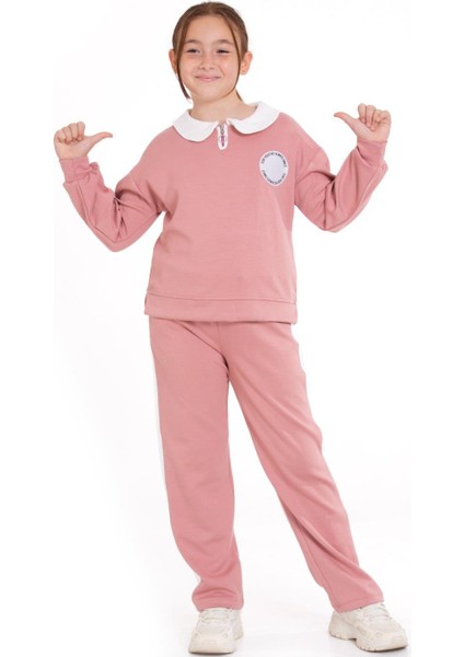 Smile Kız Çocuk Eşofman Takımı Pudra