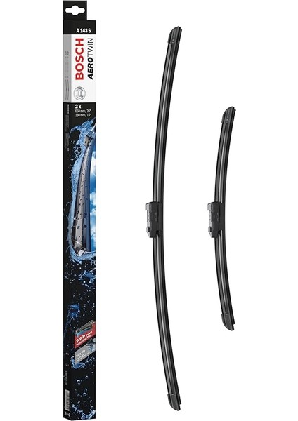 Aerotwin Silecek Seti Citroen C3 Iıı (2016 ve Sonrası), Fiat 500L (2014 ve Sonrası), Ford Fiesta Vı (2008-2017), Peugeot 208 (2012-2019) [650/380 Mm] A143S 3397014143