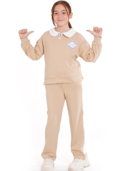 Smile Kız Çocuk Eşofman Takımı Bej