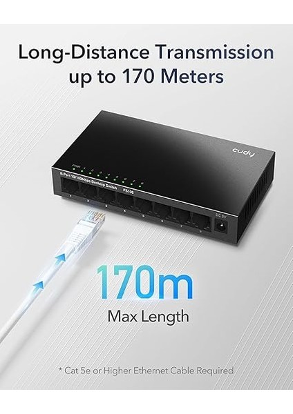 GS108 8 Bağlantı Noktalı Gigabit Ağ Anahtarı (2000 Mbps'ye Kadar, Ekranlı Rj-45 Bağlantı Noktaları, Metal Kasa, Trafiği Optimize Et, Igmp Gözetleme, Yönetilmeyen, Fansız) Siyah Metalik modelleri