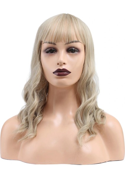 Dalgalı Kısa Perçemli Fiber Sentetik Peruk - Balköpüğü / Platin Röfleli fiyatları