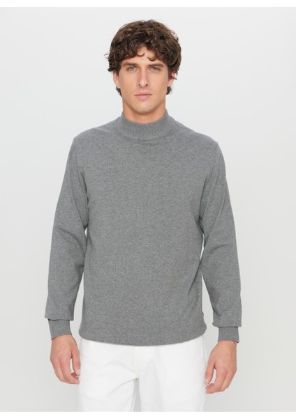 Yarım Balıkçı Yaka Standart Gri Melanj Erkek Kazak ACE043261438_GMJ