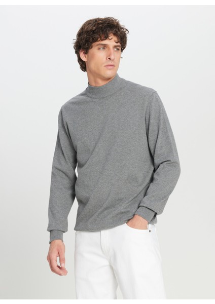 Yarım Balıkçı Yaka Standart Gri Melanj Erkek Kazak ACE043261438_GMJ modelleri