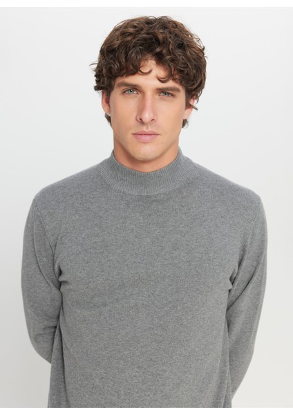 Yarım Balıkçı Yaka Standart Gri Melanj Erkek Kazak ACE043261438_GMJ fırsatları