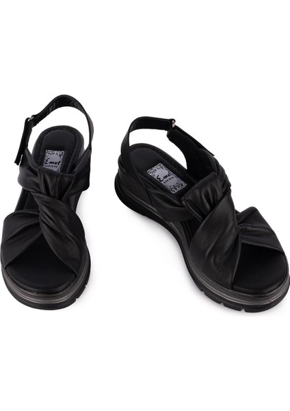 Hakiki Deri Günlük Rahat Düğüm Tasarım Sandalet Siyah D-1111 fiyatları