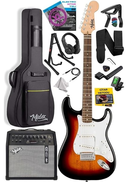 RPH-30SB-50AMP Gül Klavye Sss 50W Amfili Elektro Gitar Seti