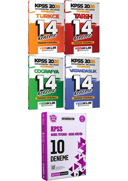 Ortaöğretim Ön Lisans Türkçe Tarih Coğrafya Vatandaşlık 14 Deneme - 2026 Kpss Ortaöğretim Çözümlü 10 Deneme